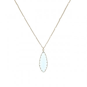 Gold Teardrop Necklace w/ faux Glass Pendant