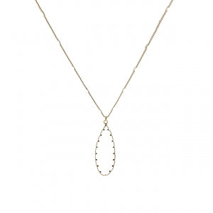 Gold Teardrop Necklace w/ faux Glass Pendant