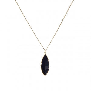 Gold Teardrop Necklace w/ faux Glass Pendant