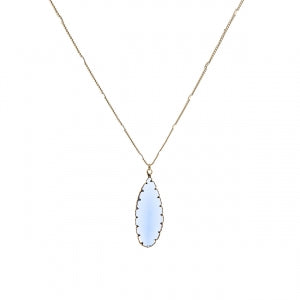 Gold Teardrop Necklace w/ faux Glass Pendant