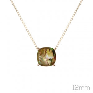 Gold Necklace with Cushion Cut Stone Pendant