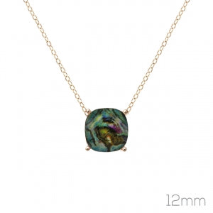 Gold Necklace with Cushion Cut Stone Pendant