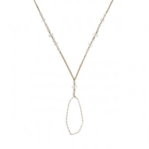 24" Gold Large faux stone Necklace