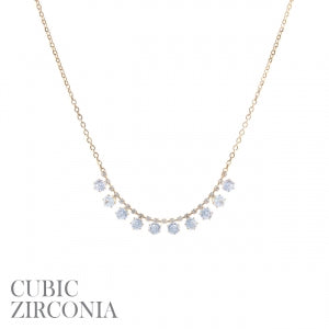CZ Round 16" Necklace in Gold or Silver