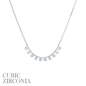 CZ Round 16" Necklace in Gold or Silver