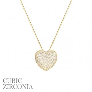 CZ Heart Pave Necklace
