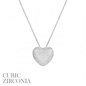 CZ Heart Pave Necklace