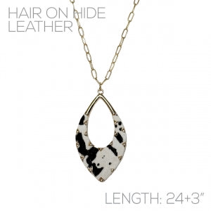 Gold Oval Spotted Cow Pattern Necklace