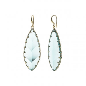Gold Teardrop Faux Glass Earrings
