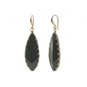 Gold Teardrop Faux Glass Earrings