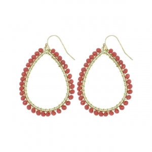 Glass Bead Wired Hoop Earrings