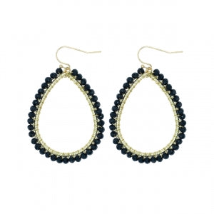 Glass Bead Wired Hoop Earrings