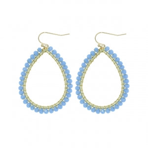 Glass Bead Wired Hoop Earrings