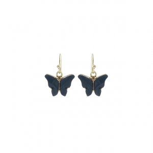 Gold Earrings w/ Black Butterfly