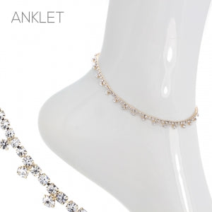 Drop Crystal Anklet in Gold or Silver