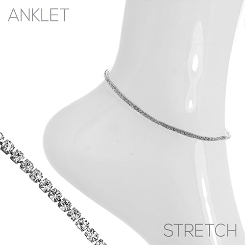 Crystal Stretch Anklet in Gold or Silver