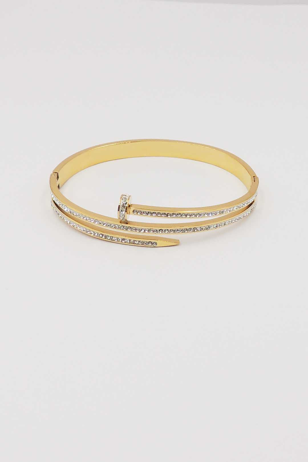 Glass Pave Nail Bangle Bracelet
