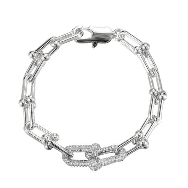 Silver CZ Hardware Link Bracelet