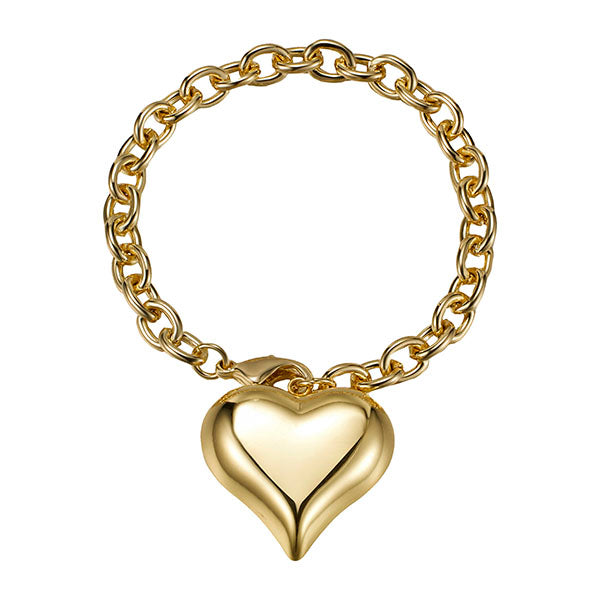 Large Puff Heart Bracelet in Gold or Silver