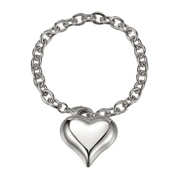 Large Puff Heart Bracelet in Gold or Silver