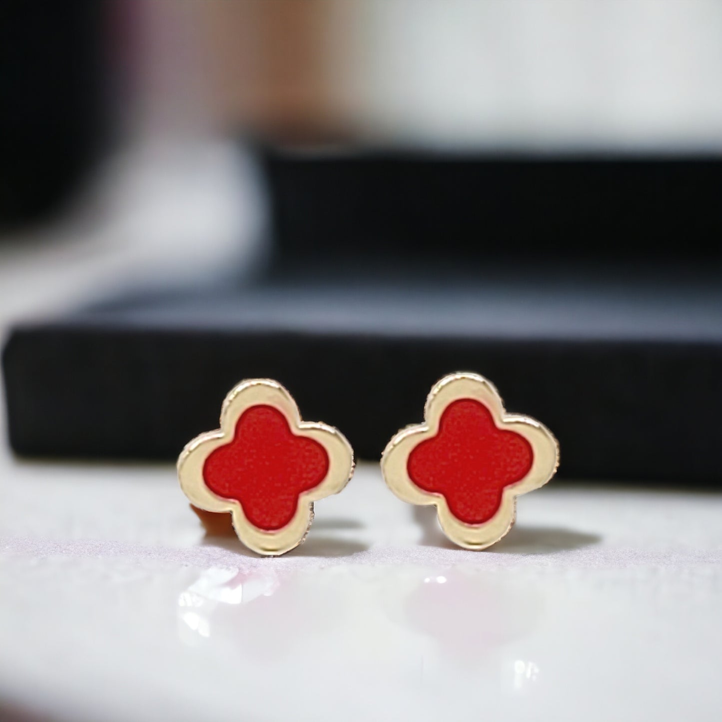 Gold Colored Clover Stud Earrings - Marisa's Shopping Network