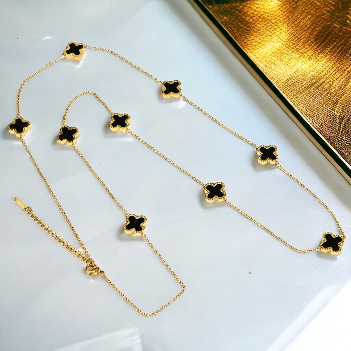 30" Gold Stainless Steel Clover Necklace - Marisa's Shopping Network