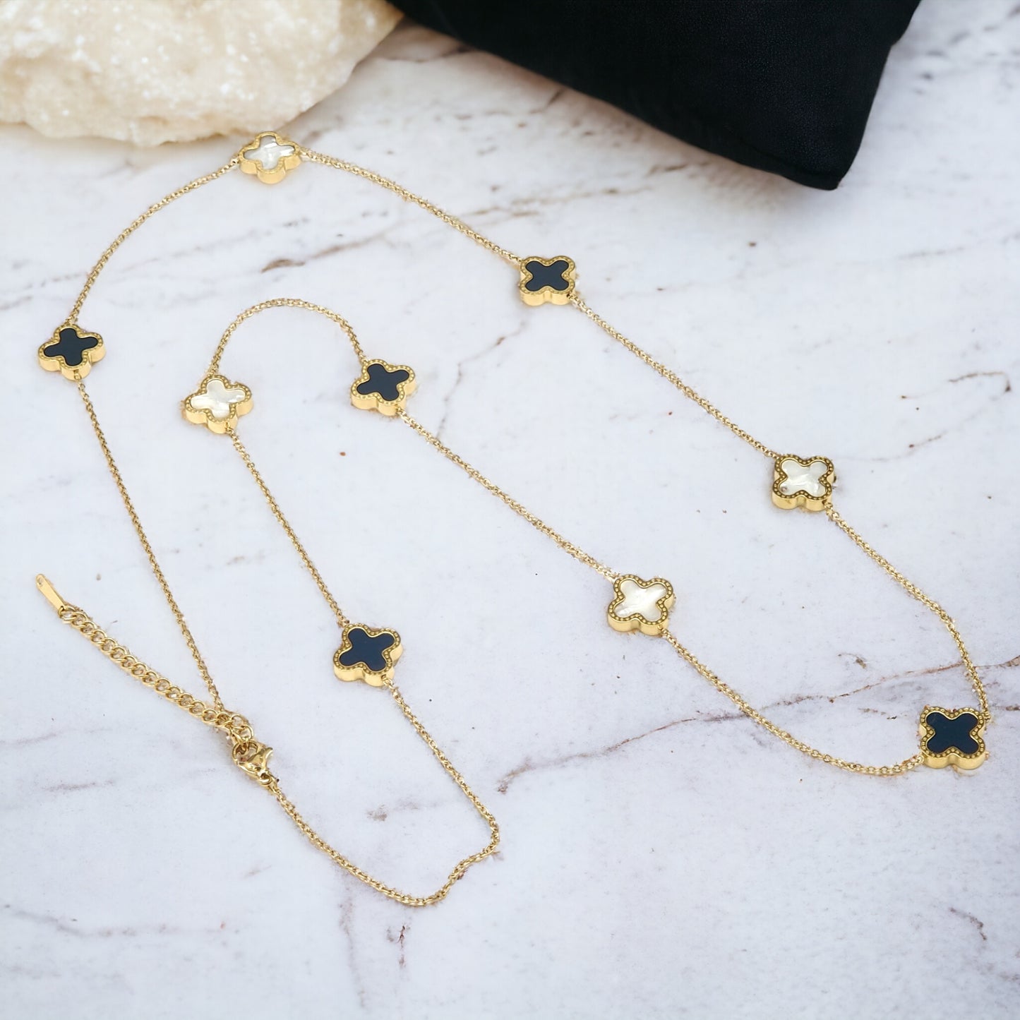 30" Gold Stainless Steel Clover Necklace - Marisa's Shopping Network