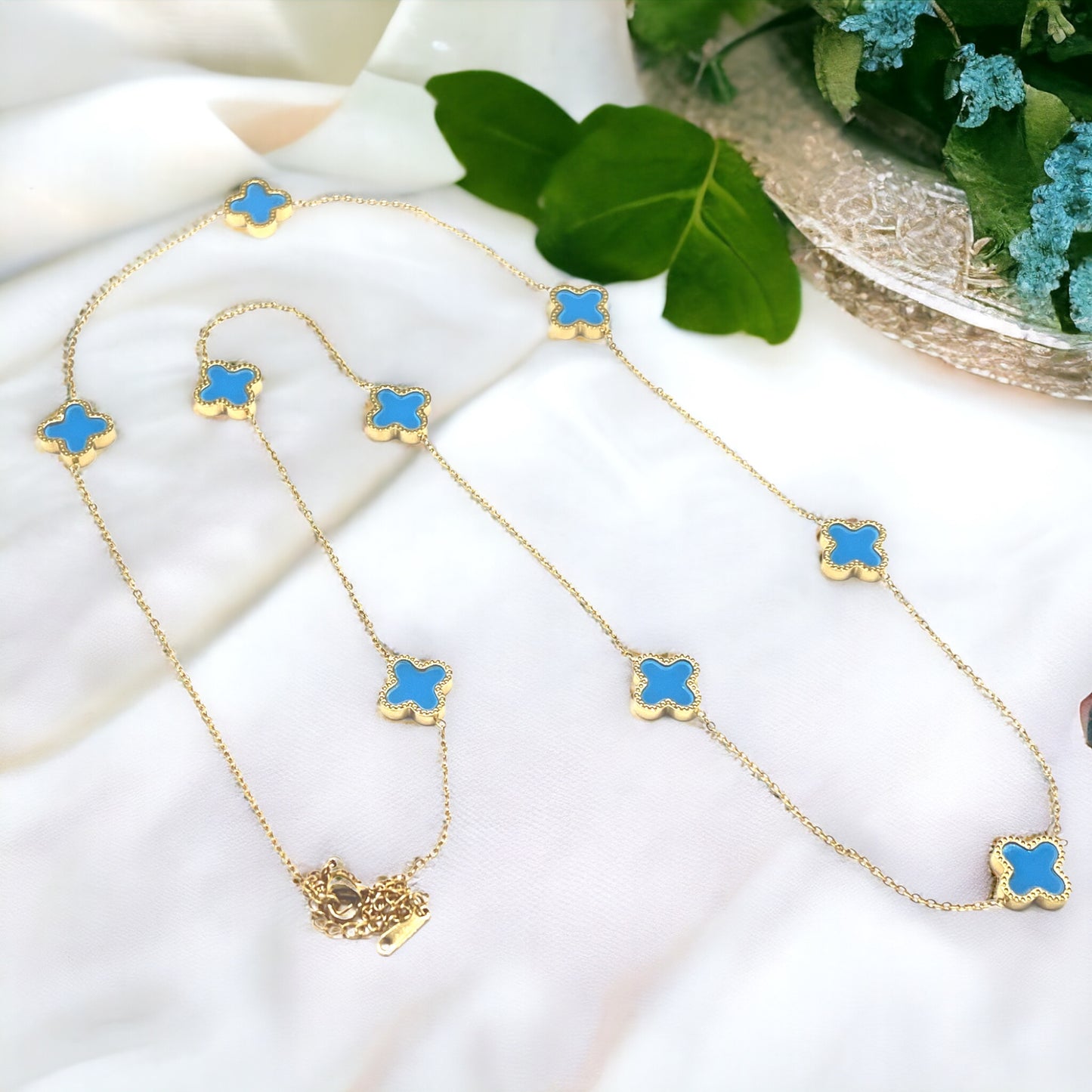 30" Gold Stainless Steel Clover Necklace - Marisa's Shopping Network