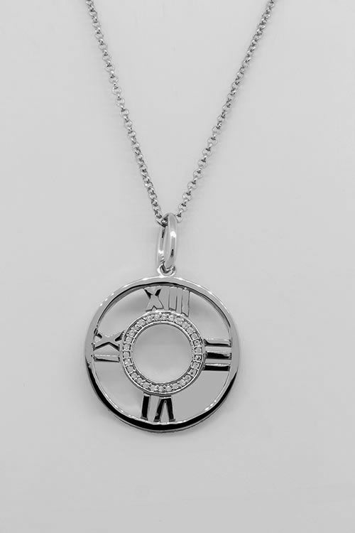 CZ Clock Slide Necklace in Gold or Silver