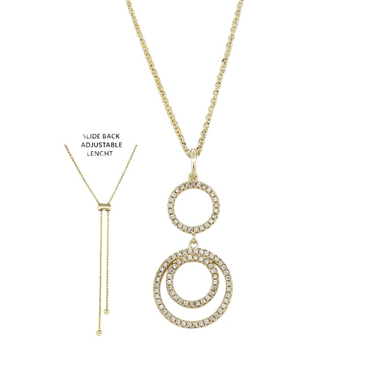 CZ Circles Slide Lock Necklace