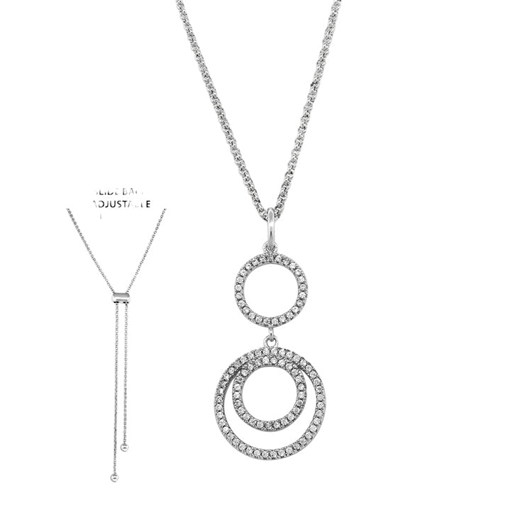CZ Circles Slide Lock Necklace