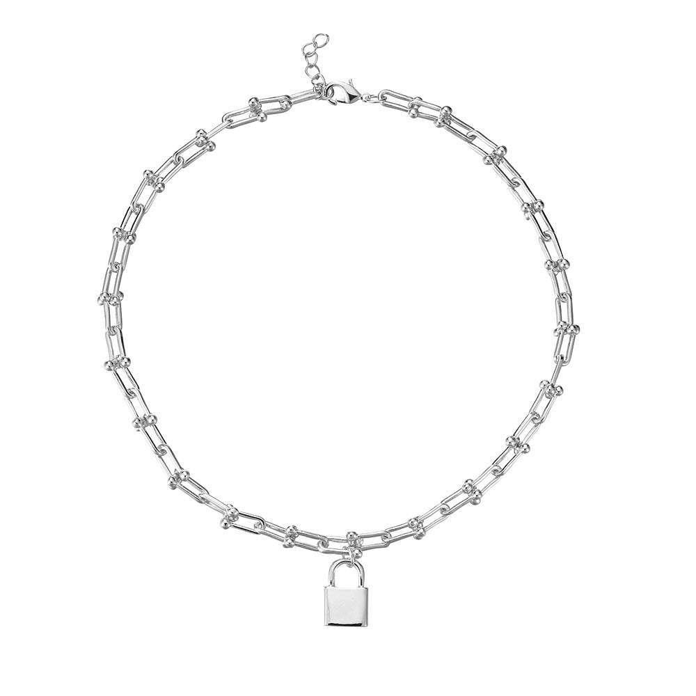 18" Hardware Link Necklace with Padlock