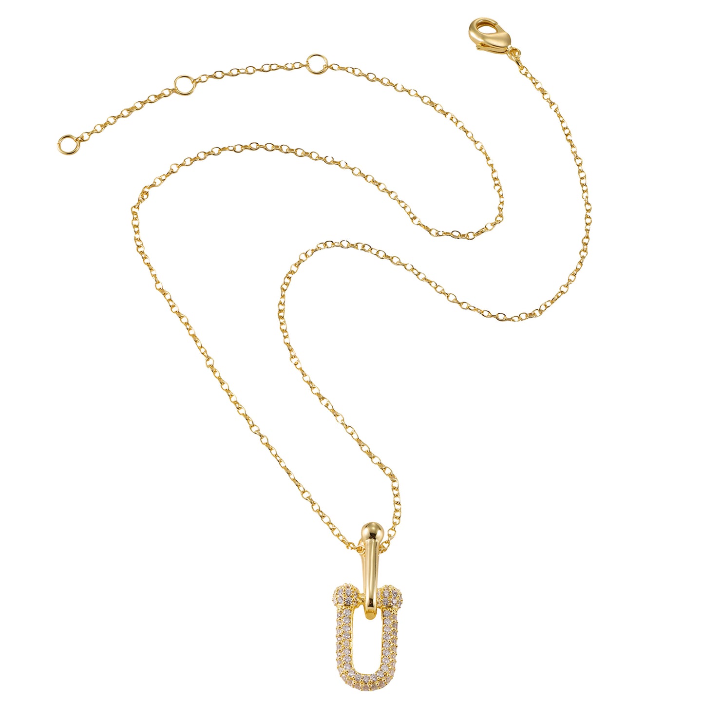 16" CZ Hardware Pendant Necklace in Gold or Silver