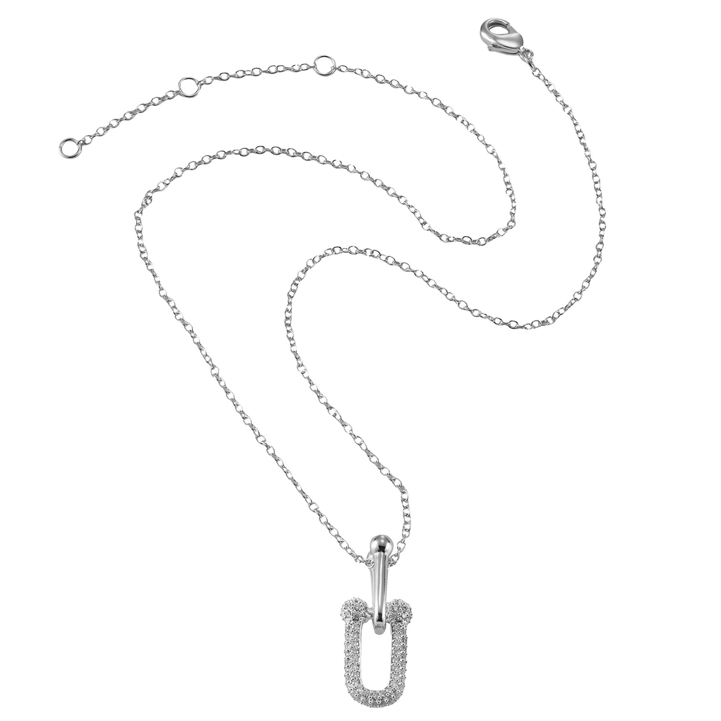 16" CZ Hardware Pendant Necklace in Gold or Silver