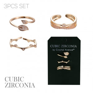 3 Pack CZ Rings in Gold or Silver