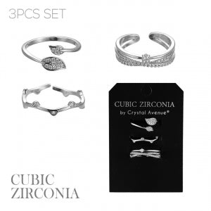 3 Pack CZ Rings in Gold or Silver