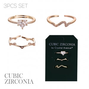 3 Pack CZ Rings in Gold or Silver