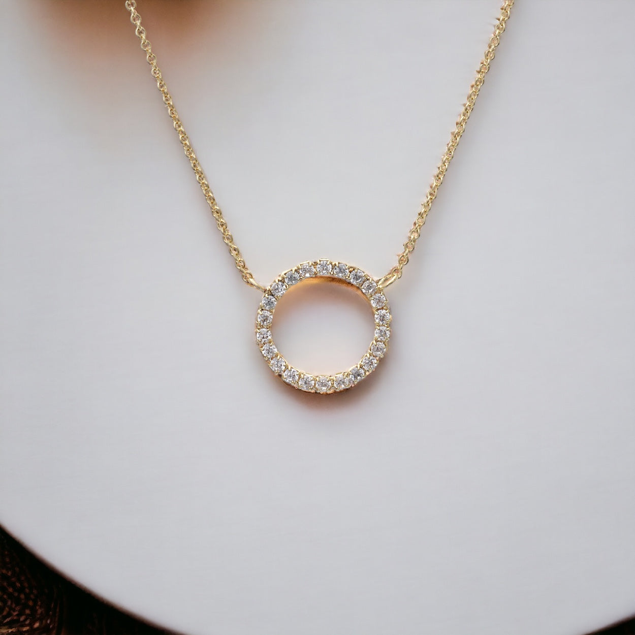 Cubic Zirconia Circle Necklace - Marisa's Shopping Network 