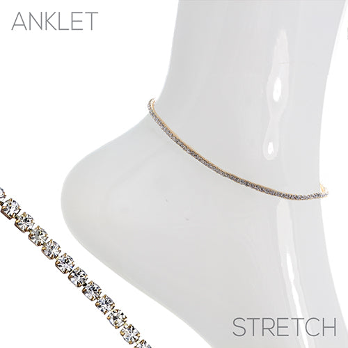 Crystal Stretch Anklet in Gold or Silver