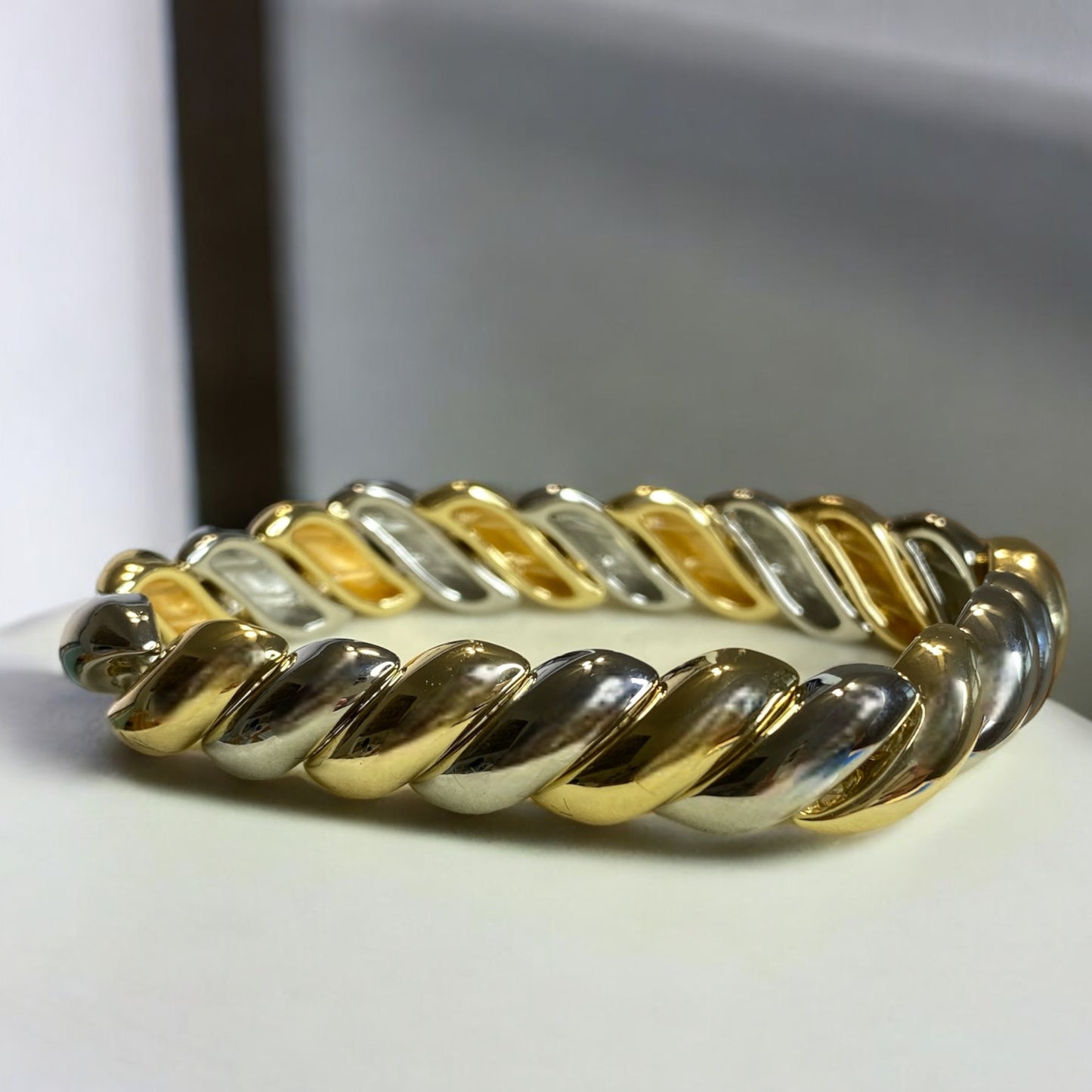 Twisted Bracelet with Two Tone or Silver