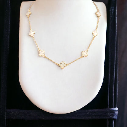 Gold Mother of Pearl Multi Clover Necklace