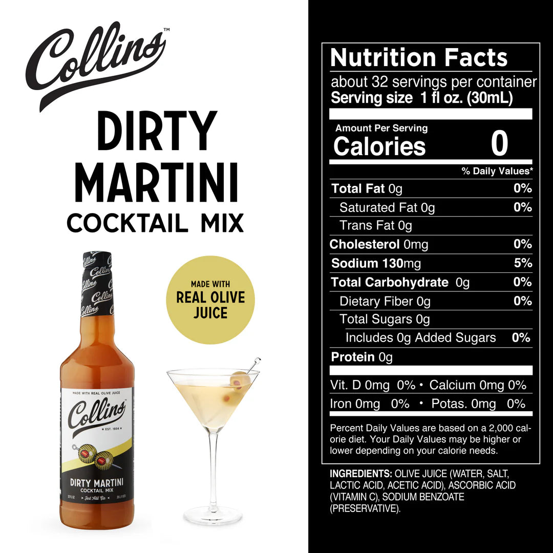 Collins Olive Brine Dirty Martini Cocktail Mix