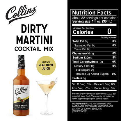 Collins Olive Brine Dirty Martini Cocktail Mix