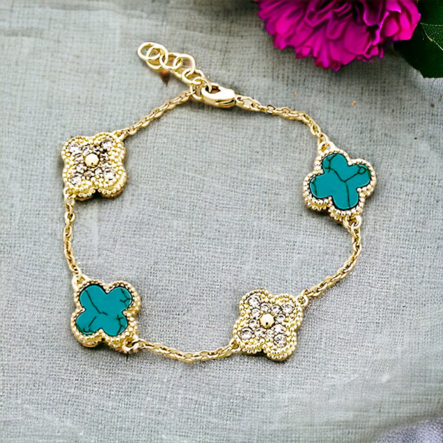 Flower Bracelet with CZ Flowers - Marisa's Shopping Network 