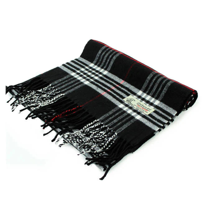 Black Cashmere Plaid Scarf