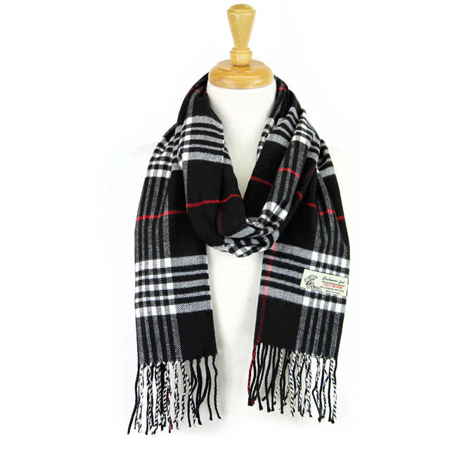 Black Cashmere Plaid Scarf