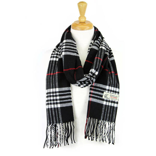 Black Cashmere Plaid Scarf