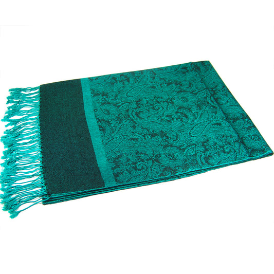 Dark Sea Green Paisley Pashmina Scarves