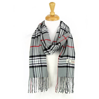 Gray Cashmere Plaid Scarf