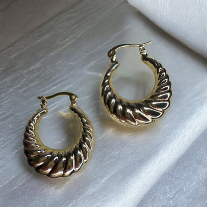 Textured Hoop Earrings in Gold or Silver